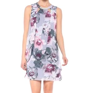 SLNY Chiffon Dress Mini Easter Spring Purple Floral Cottage Y2k Vintage Plus 16W